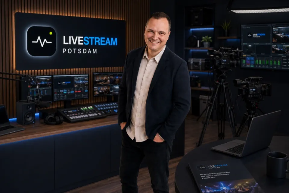 Paul Schröder im Produktionsstudio von Livestream Potsdam